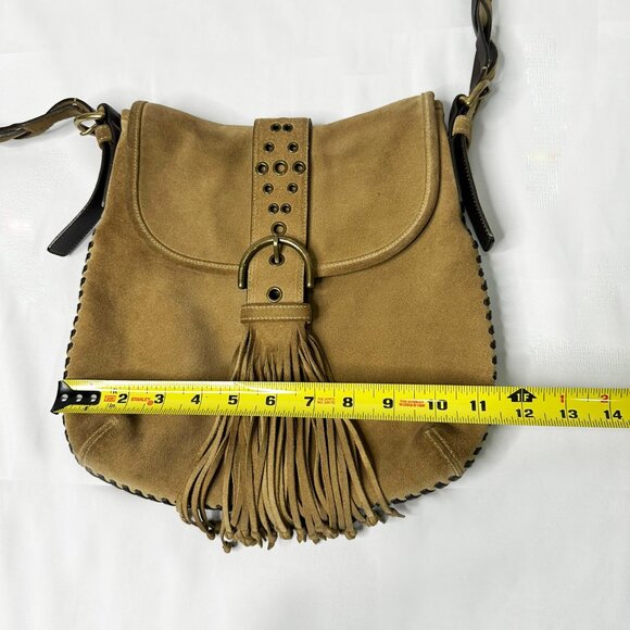 Coach Soho Suede Fringe Hobo Bag 9184 Braided Strap Grommet Tassel Boho Crossbod - Picture 5 of 11